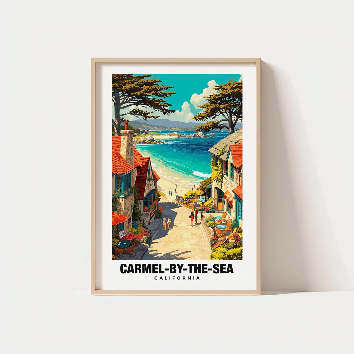 Carmel-By-The-Sea California Coastal Village Cove Vintage Travel Poster
