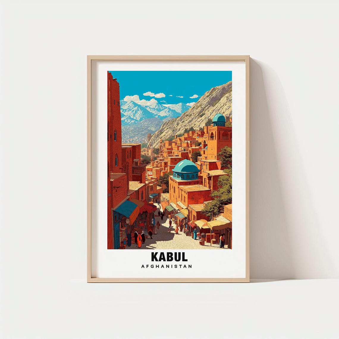Kabul Afghanistan Old City Bazaar Mountains Historic Street Poster