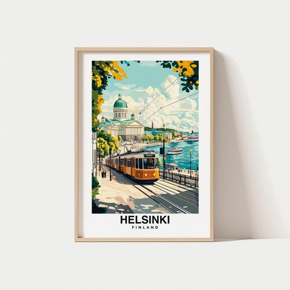 Helsinki Print Travel Poster Finnish Art Baltic Sea Historic Architecture Scenic Views Vibrant City Cultural Landmarks Nordic Charm