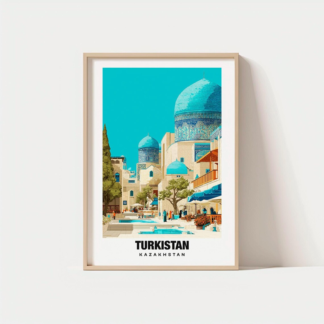 Turkistan Kazakhstan Turquoise Dome Mausoleum Historic Travel Poster