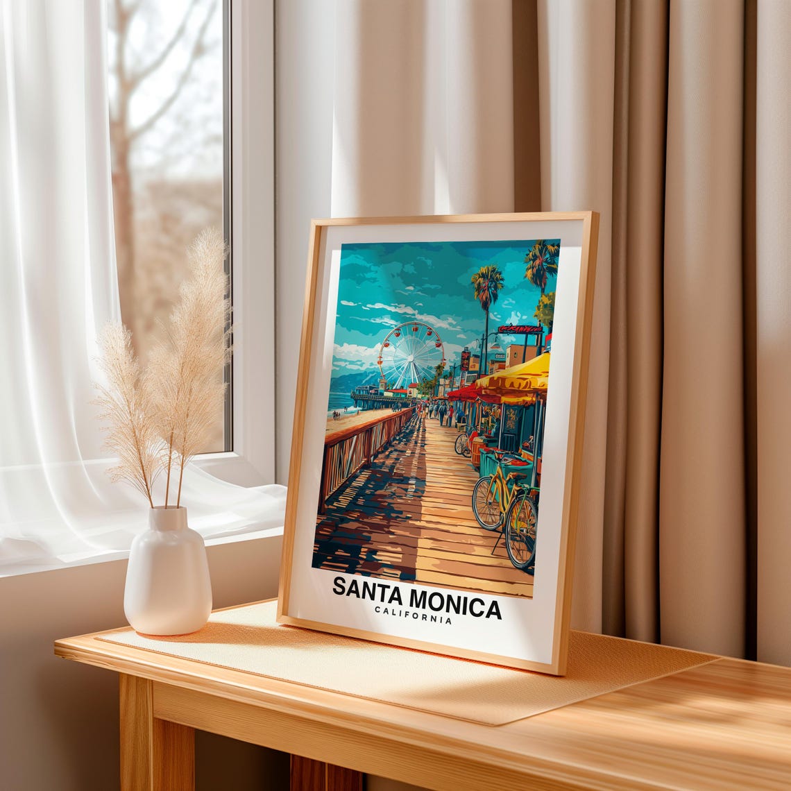 Santa Monica Travel Print Wall Art Santa Monica California City Print Santa Monica Travel Gift Santa Monica City Poster Travel Gift - Image 3