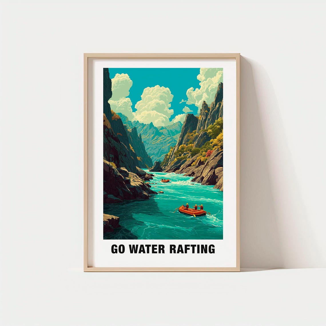 Go Water Rafting Turquoise Canyon River Rapids Bold Adventure Poster