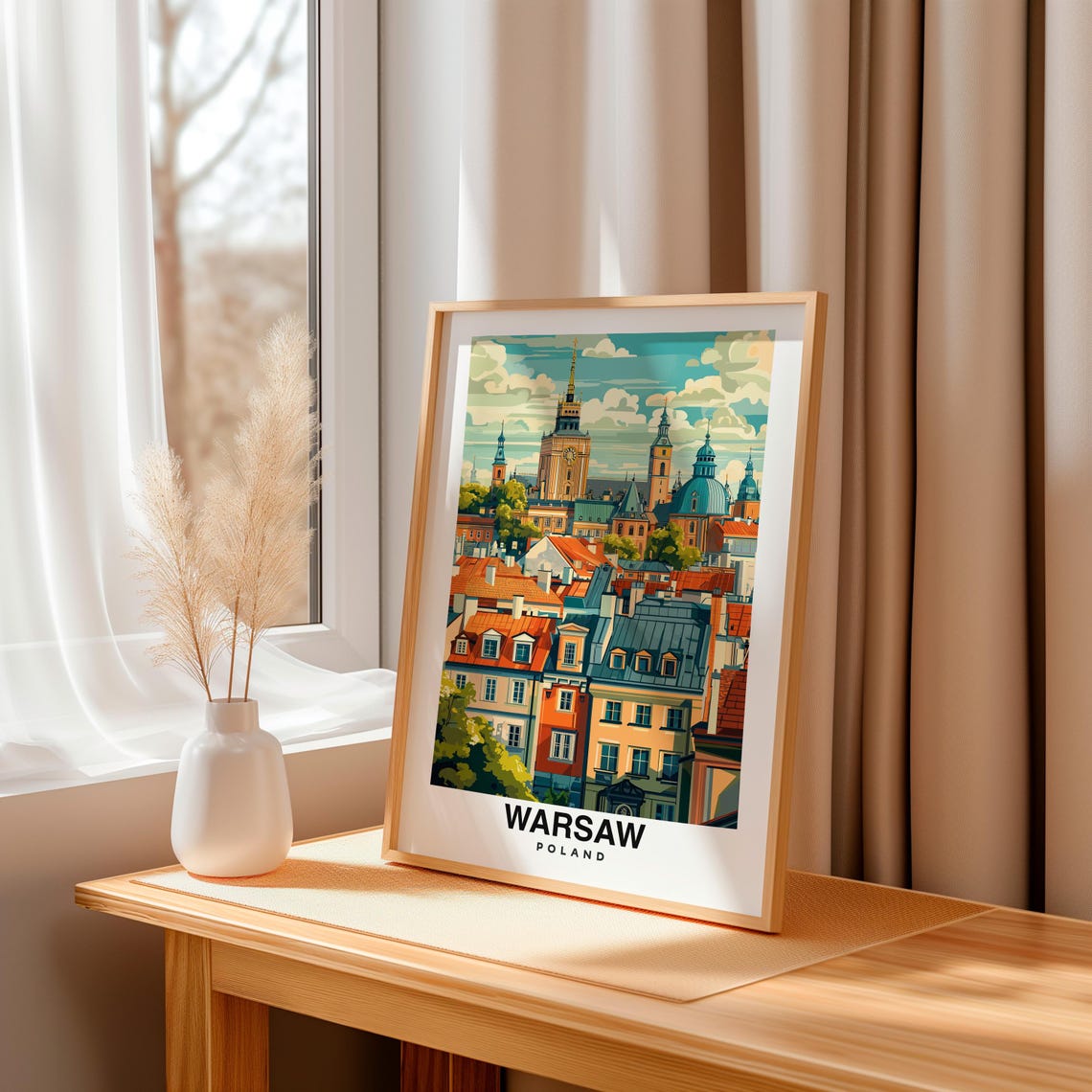 Warsaw Print Poland Poster Travel Wall Art Cityscape Print Scenic Art Historic Decor Europe Poster Urban Print Travel Poster - Image 3