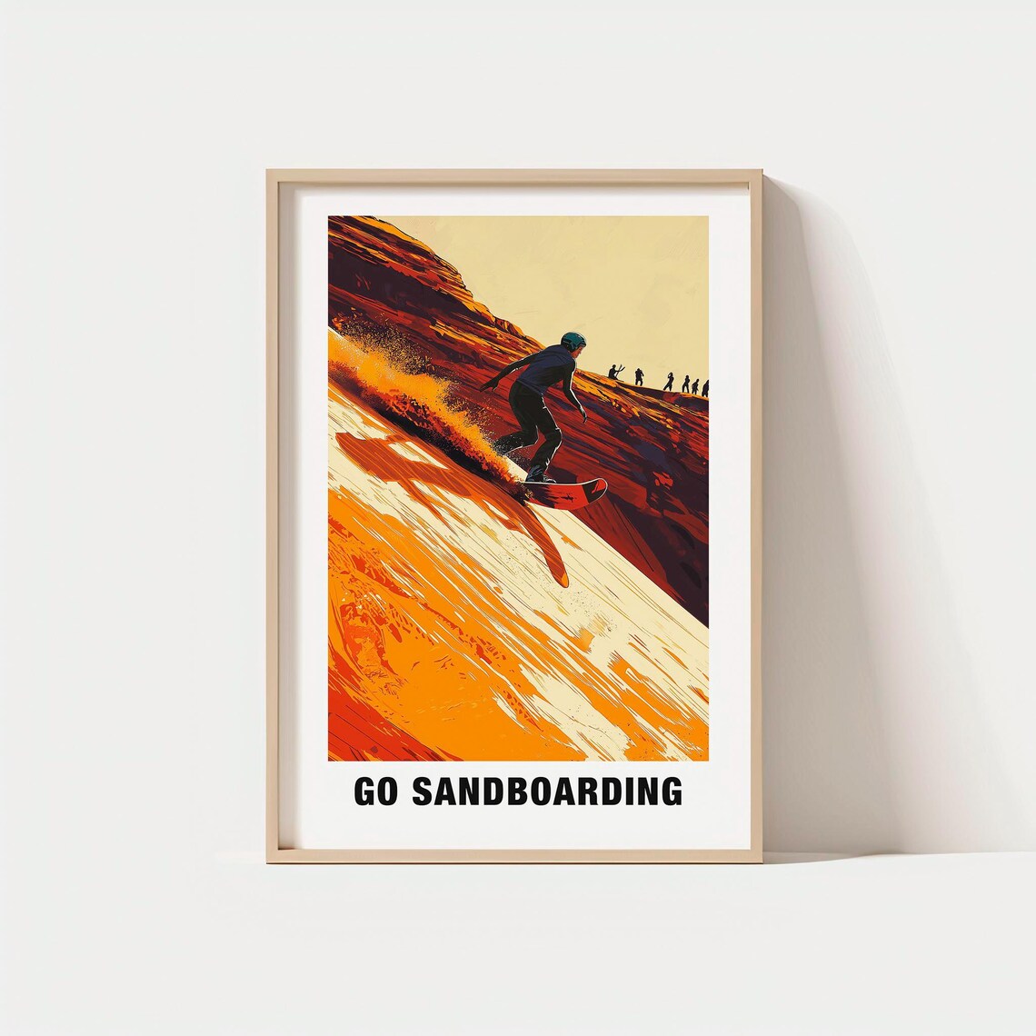 Go Sandboarding Desert Dune Rider Bold Orange Retro Adventure Poster