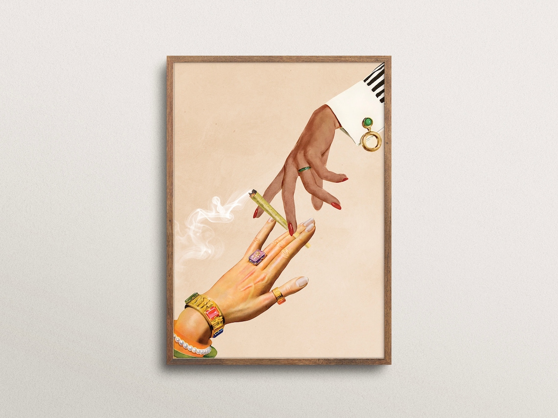 Deep Talks Cannabis Surreal Collage Art Print - Image 2