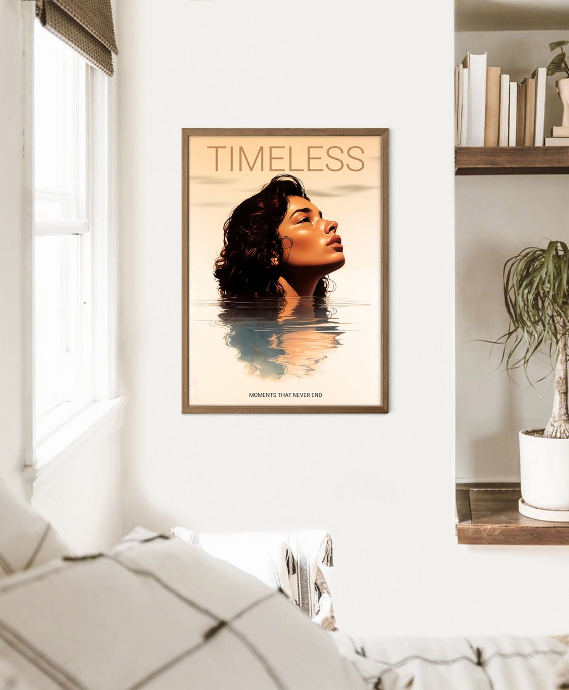 Timeless Woman Water Reflection Serene Minimalist Beauty Poster - Image 3