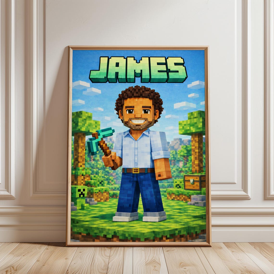 Custom Minecraft Portrait From Photo Print Name Boys Girls Room Decor Birthday Gift Nursery Poster - Image 2