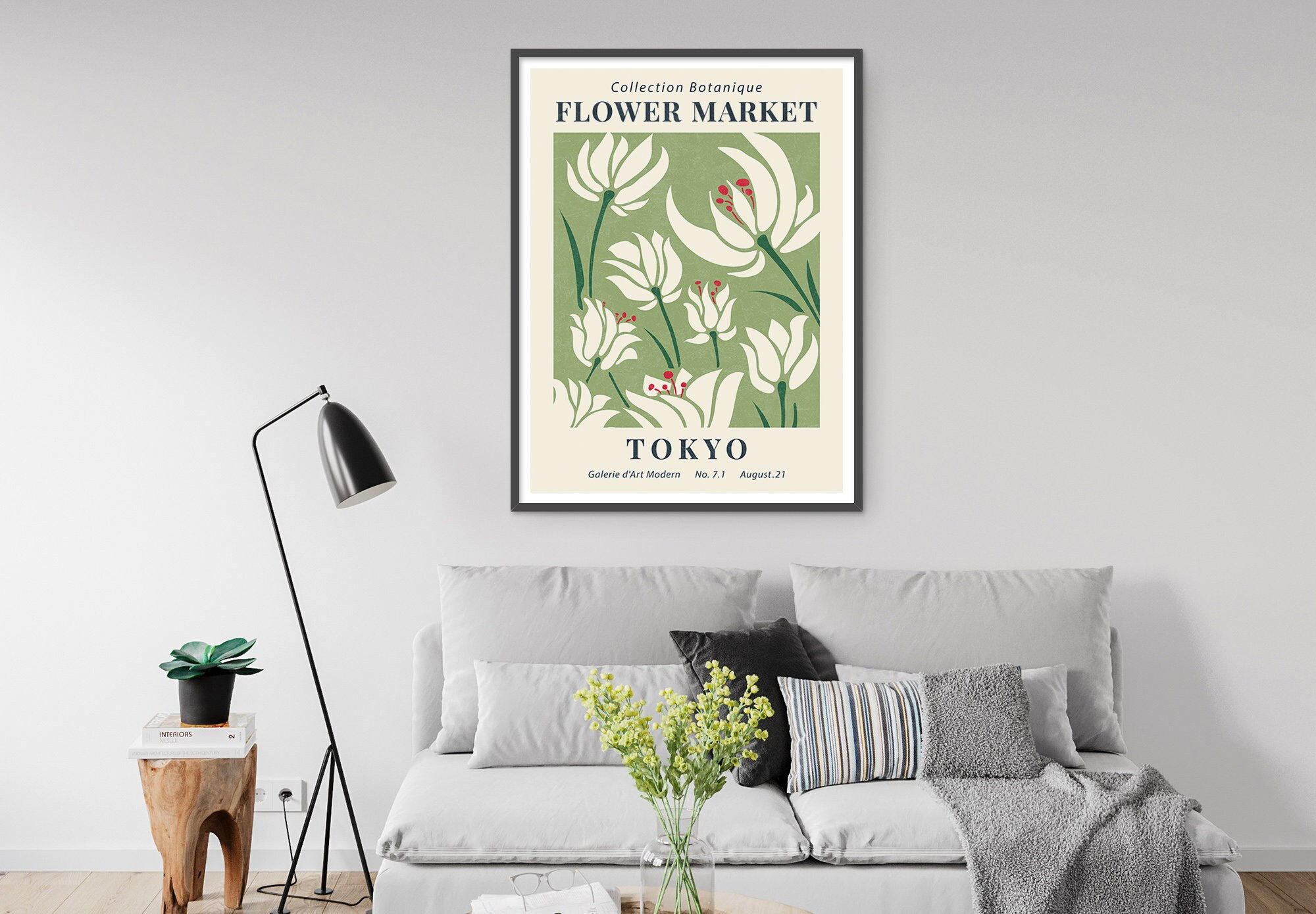 Flower Market Tokyo Botanical Exhibition Poster White Tulips
