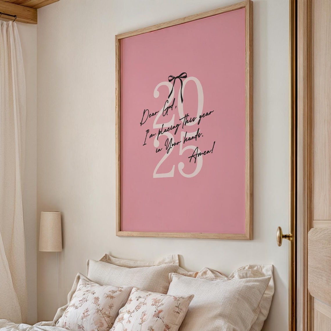 Dear God Placing This Year in Your Hands Pink 2025 Prayer Poster
