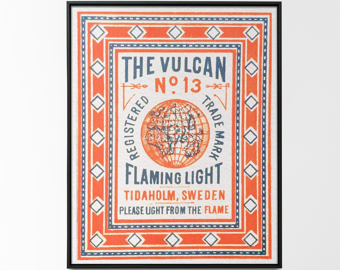 Vintage The Vulcan Matchbox Label Art Print