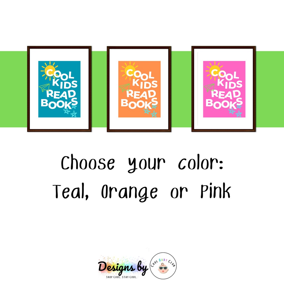 Cool Kids Read Books, Kids Library Book Sign - Image 2