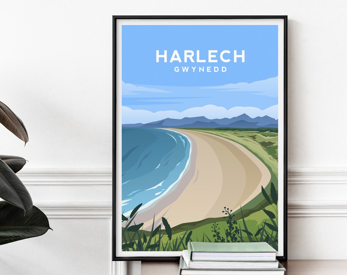 Harlech, North Wales Travel Poster Art Print