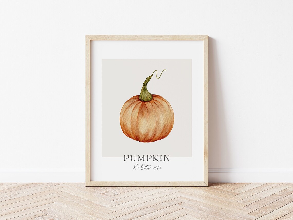 Watercolor Pumpkin Print, Fall Decor Art Print
