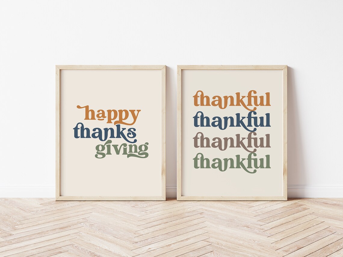Happy Thanksgiving Retro Boho Poster, Holiday Wall Art - Image 2