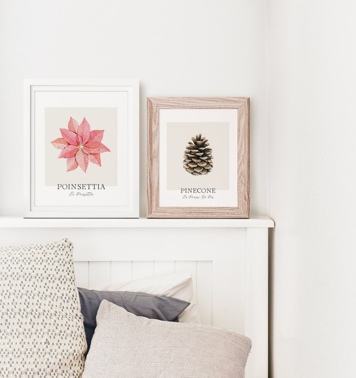 Watercolor Pinecone Botanical Print Neutral Winter Cabin Wall Art - Image 3