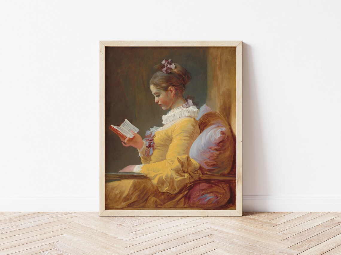 Fragonard Young Girl Reading Vintage Oil Painting Wall Art Gift - Image 5