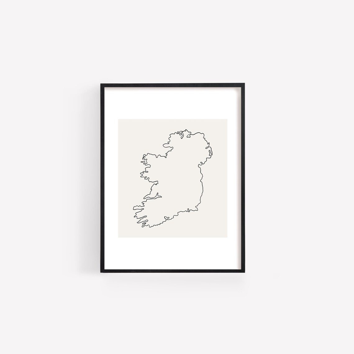 Ireland Outline Fine Minimal Neutral Cream Line Art Wall Art - Image 2
