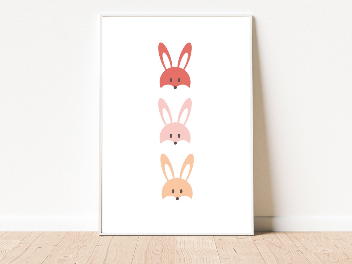 Bunny Easter Decor For Kids Room Nursery Wall Art Cute Easter Playroom Room Spring Decor Bunny Poster - Image 3