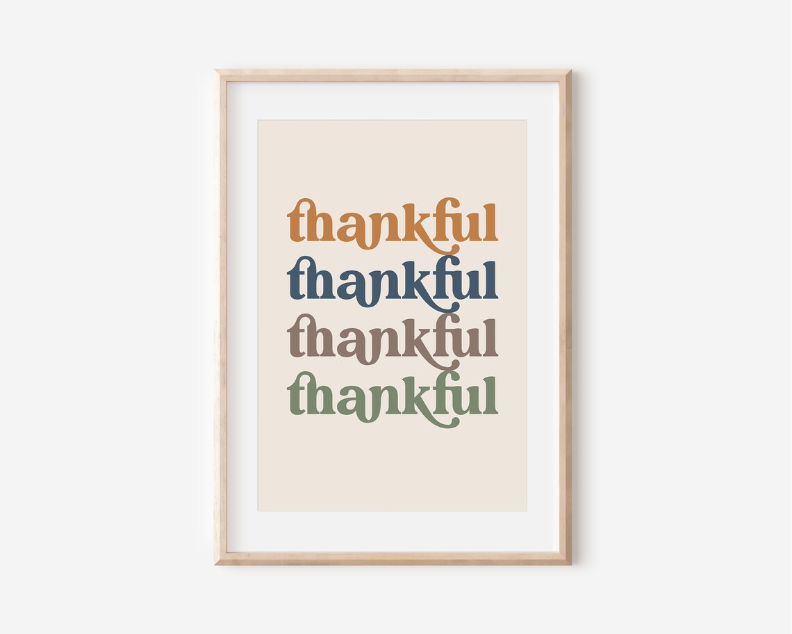 Thankful Boho Thanksgiving Art Print, Orange And Teal - Image 2
