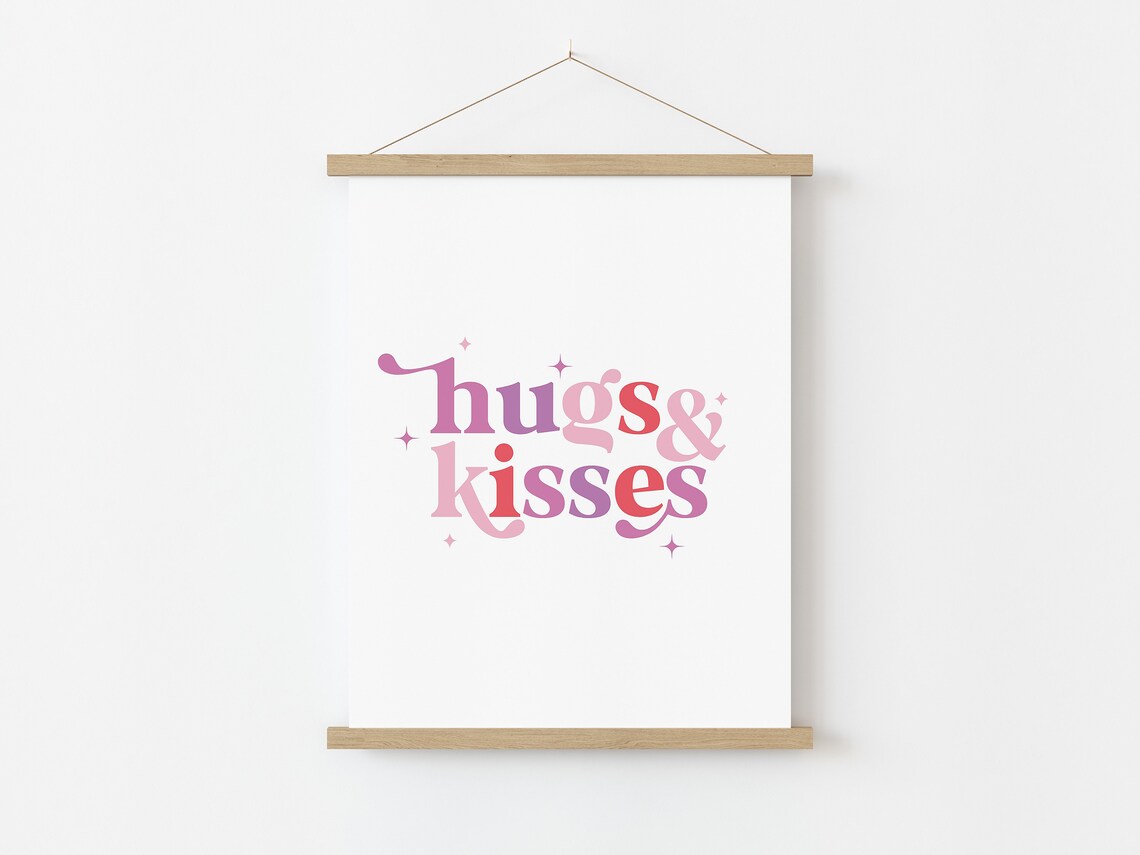 Hugs Kisses Valentines Day Wall Art, Nursery Decor - Image 2