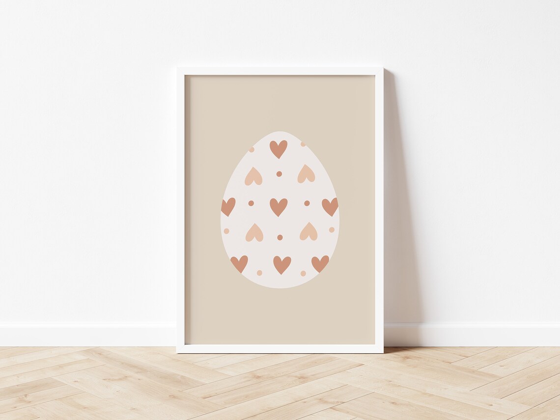 Boho Easter Egg Heart Art Print, Nursery Decor - Image 2