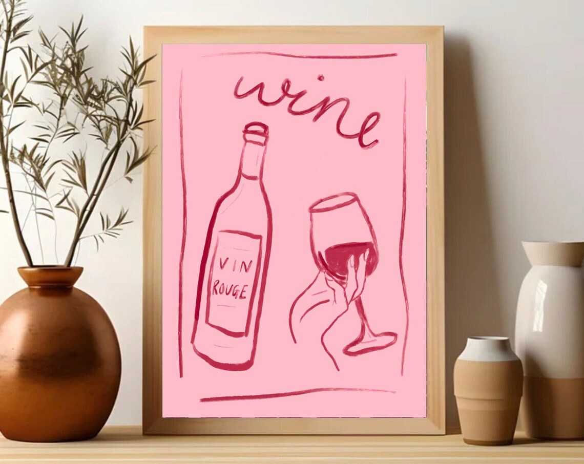Wine Print, Kitchen Wall Art for Wine Lover