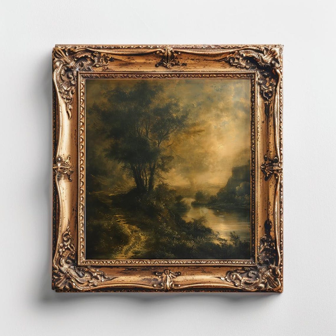 Moody Wall Art Dark Landscape Painting Dark Academia Decor Dark Cottagecore Wall Art Moody Landscape Art Vintage Oil Painting Instant Print - Image 2