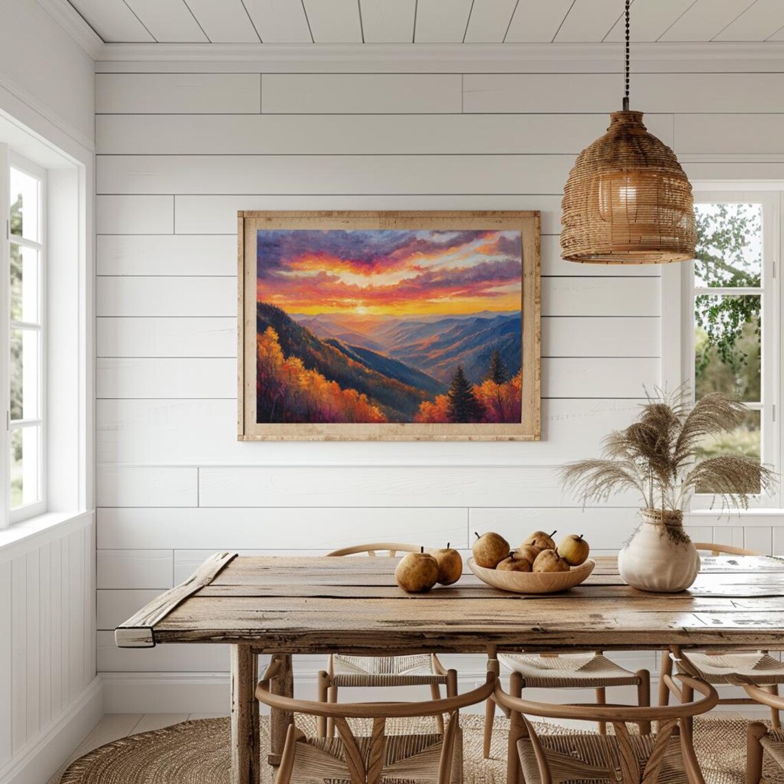 Smoky Mountain Sunset Over Rolling Autumn Valleys Landscape Poster - Image 2