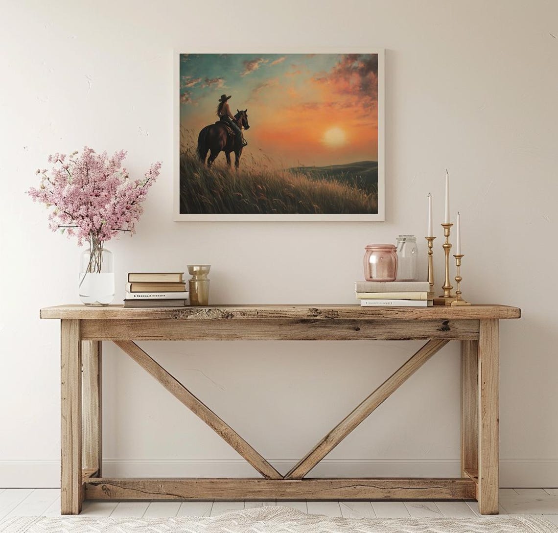Cowgirl Wall Art Western Decor Gift For Cowgirl Gift For Barrel Racer Gift For Horse Girl Gift For Horse Lover Equestrian Wall Art Horse Art - Image 3