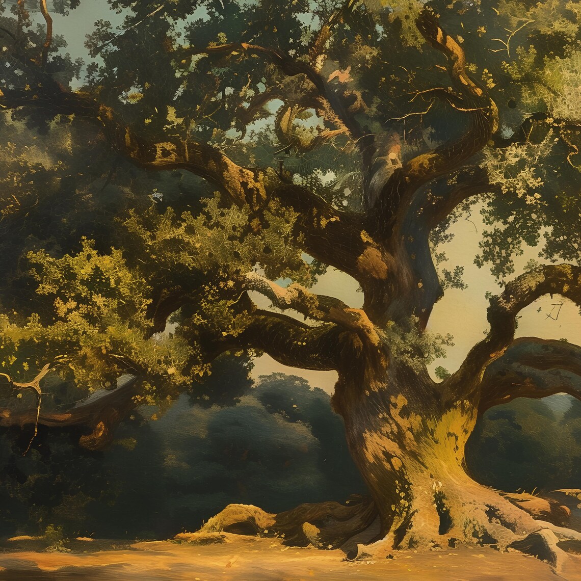 Vintage Live Oak Tree Art Print, Cottagecore Botanical - Image 2