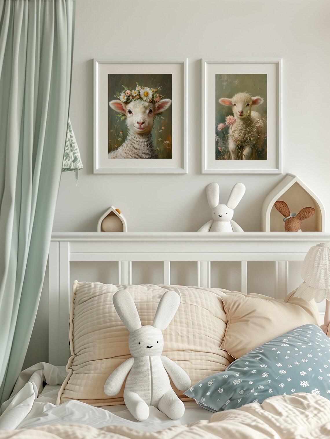 Smiling Lamb Wearing a Daisy Flower Crown in a Meadow Poster - Image 2