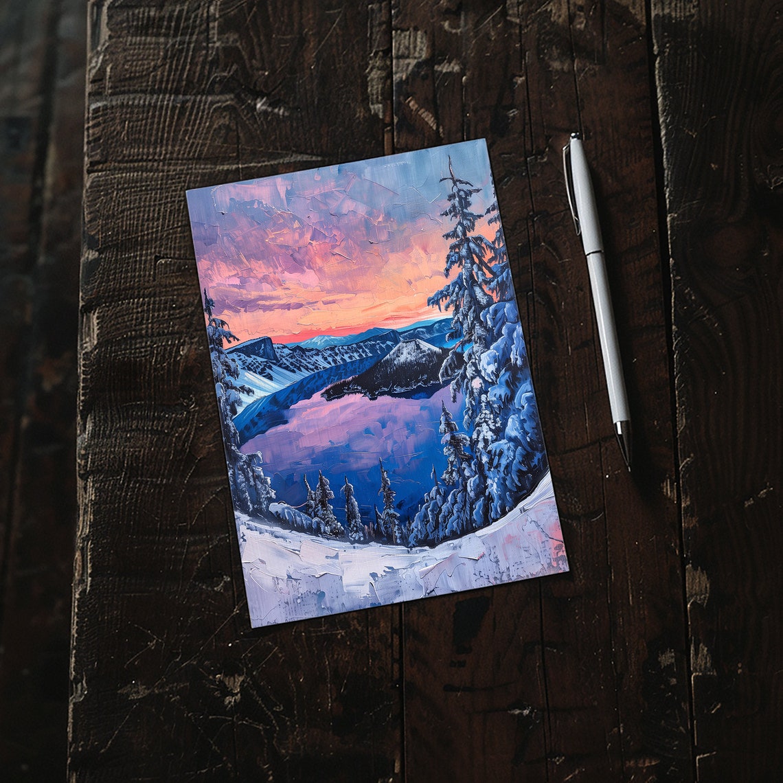 Crater Lake Print Instant Art Print Of Crater Lake Oregon Painting Oregon Wall Art Crater Lake National Park Poster Art - Image 2
