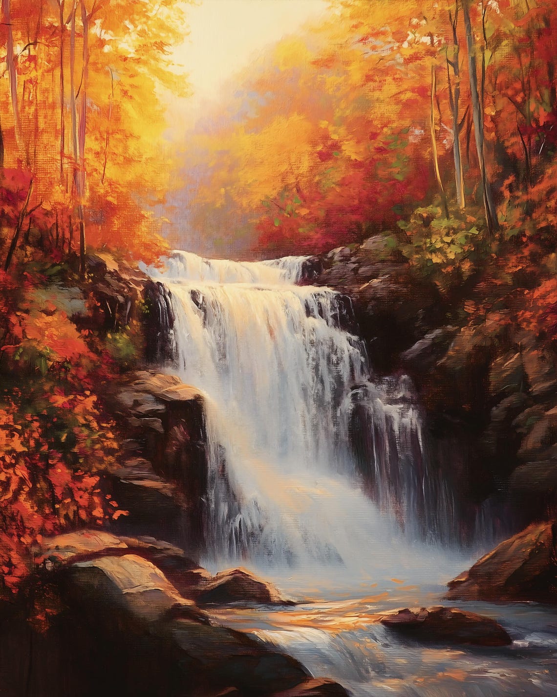 Fall Wall Art Fall Decor Waterfall Painting Appalachian Mountain Print Cabin Wall Art Mountain Cabin Decor Great Smokey Mountain - Image 2