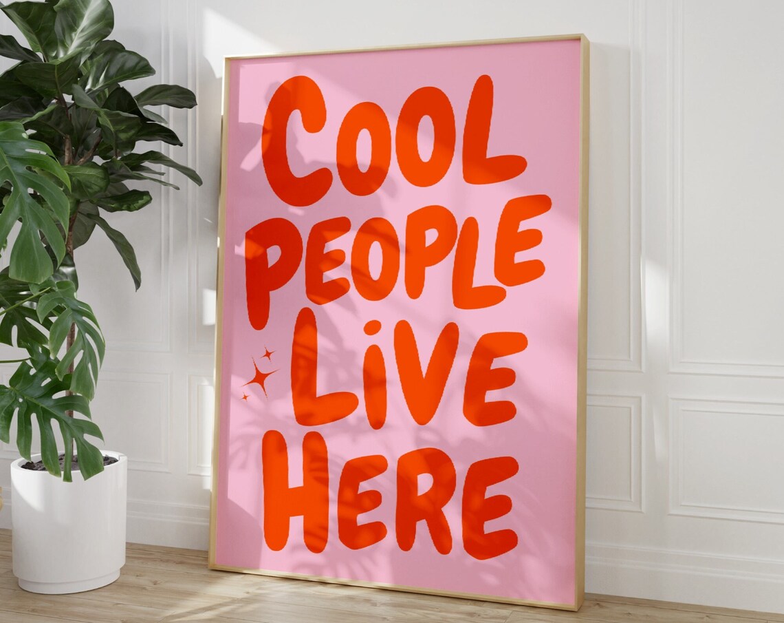 Cool People Live Here Vintage 70s Poster Print