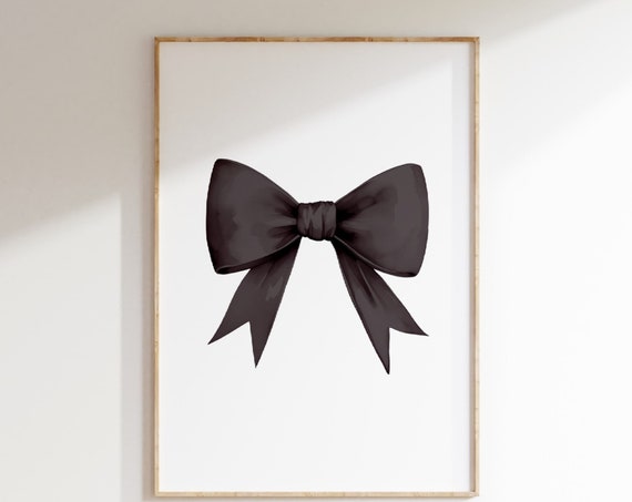 Black Bow Print, Preppy Aesthetic Art Print