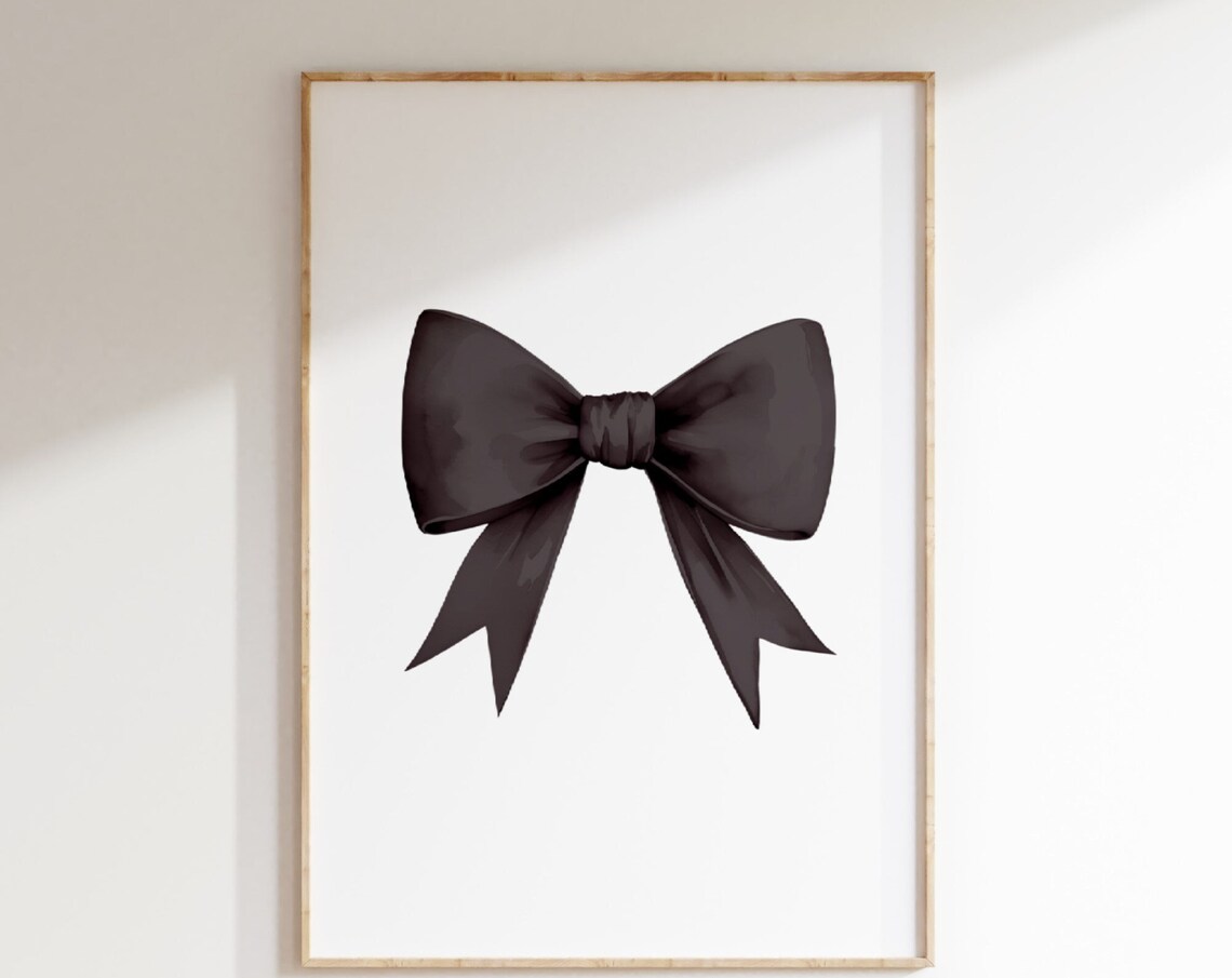 Black Bow Print, Preppy Aesthetic Art Print