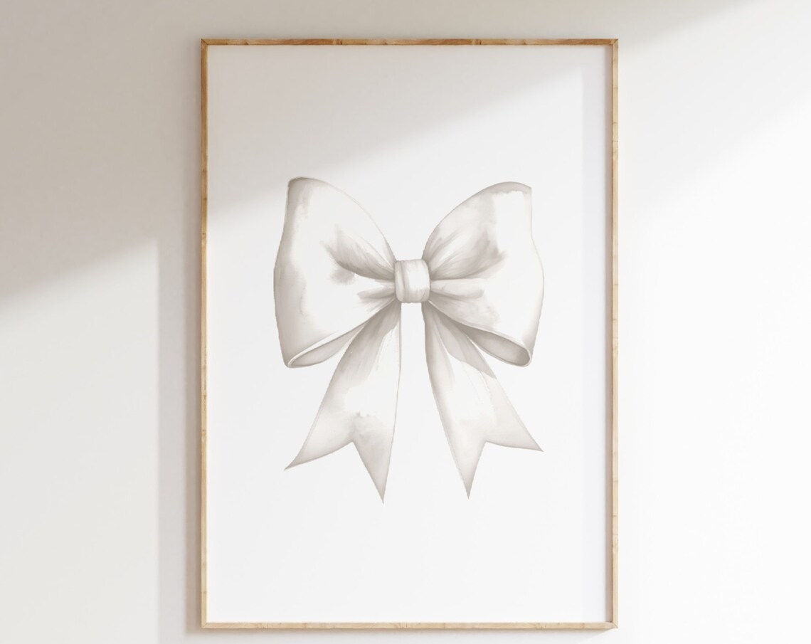 White Bow Print, Preppy Coquette Nursery Decor