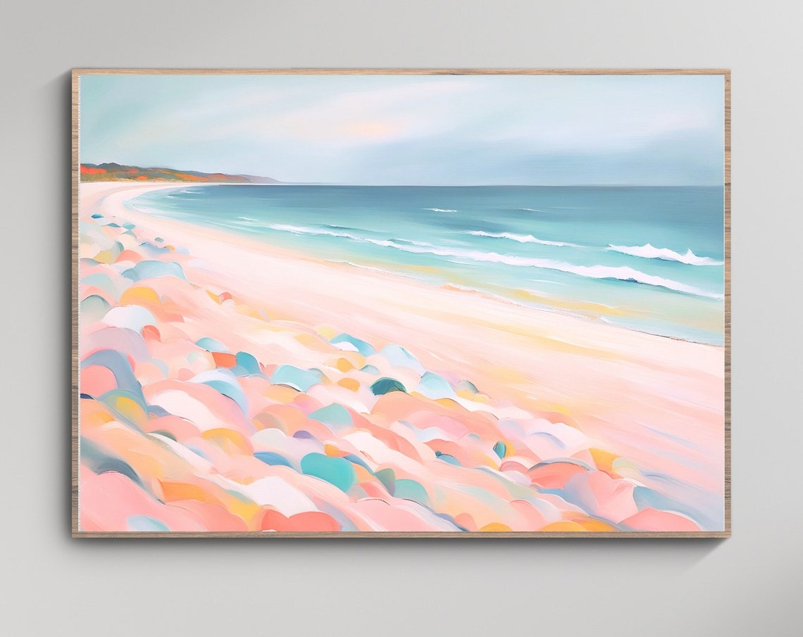 Pastel Beach Seascape Abstract Coastal Landscape Serene Art Print