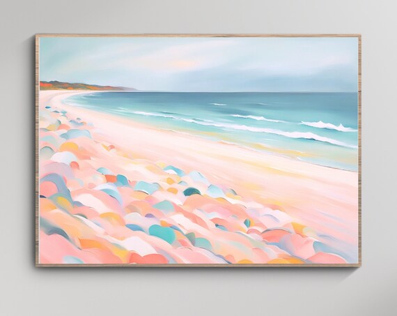 Pastel Beach Seascape Abstract Coastal Landscape Serene Art Print