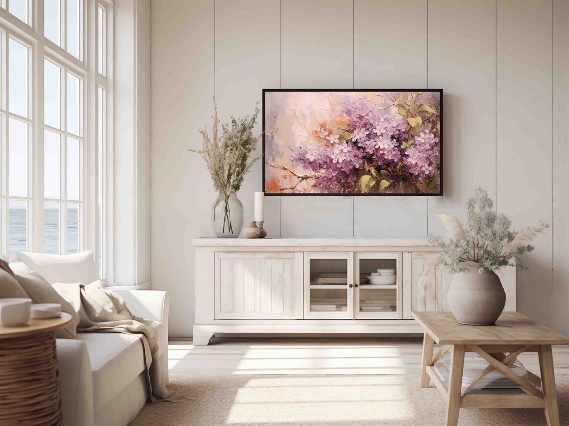 Purple Lilac Blossoms Spring Floral Frame TV Art Display Poster - Image 2