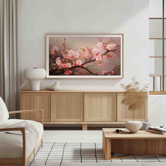 Peach Blossom Frame Tv Art Spring Floral Art Vintage Painting Home Decor Botanical Screensaver For Frame Tv Tvf1