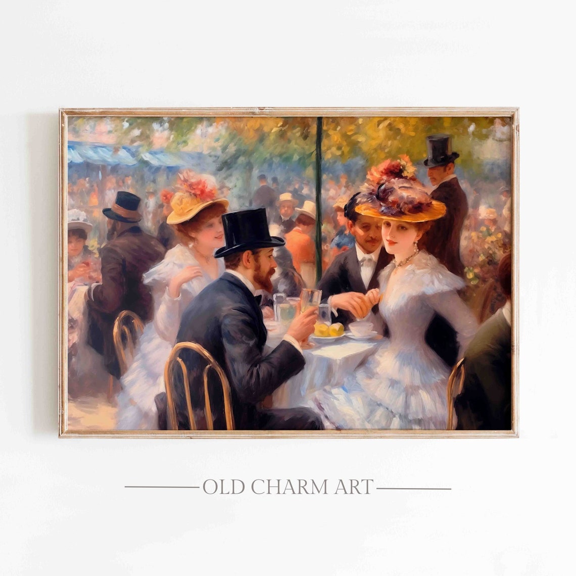 Parisian Belle Epoque Cafe Scene Couples Dining Impressionist Poster