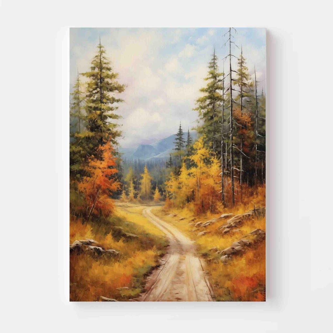 Autumn Mountain Road Through Pines and Golden Trees Scenic Poster - Image 2