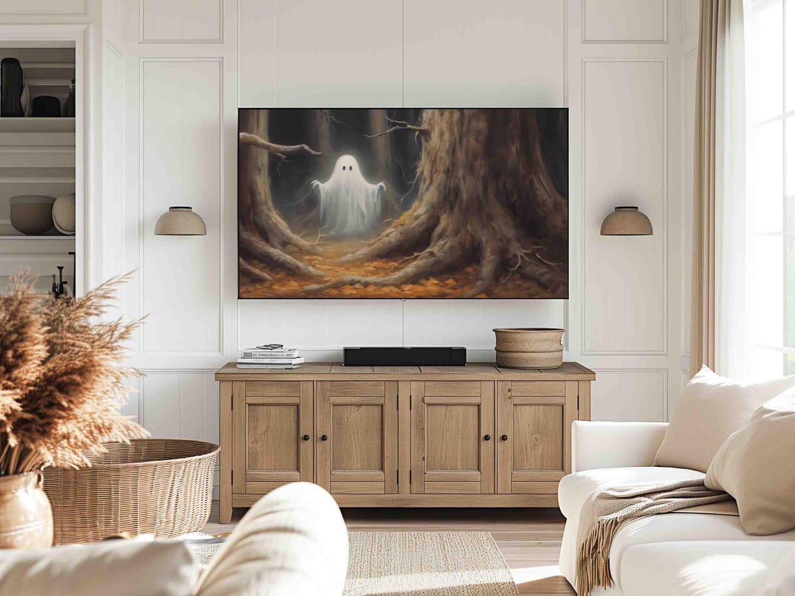 Halloween Ghost Dark Forest Cute Spooky October Painting Poster - Image 4