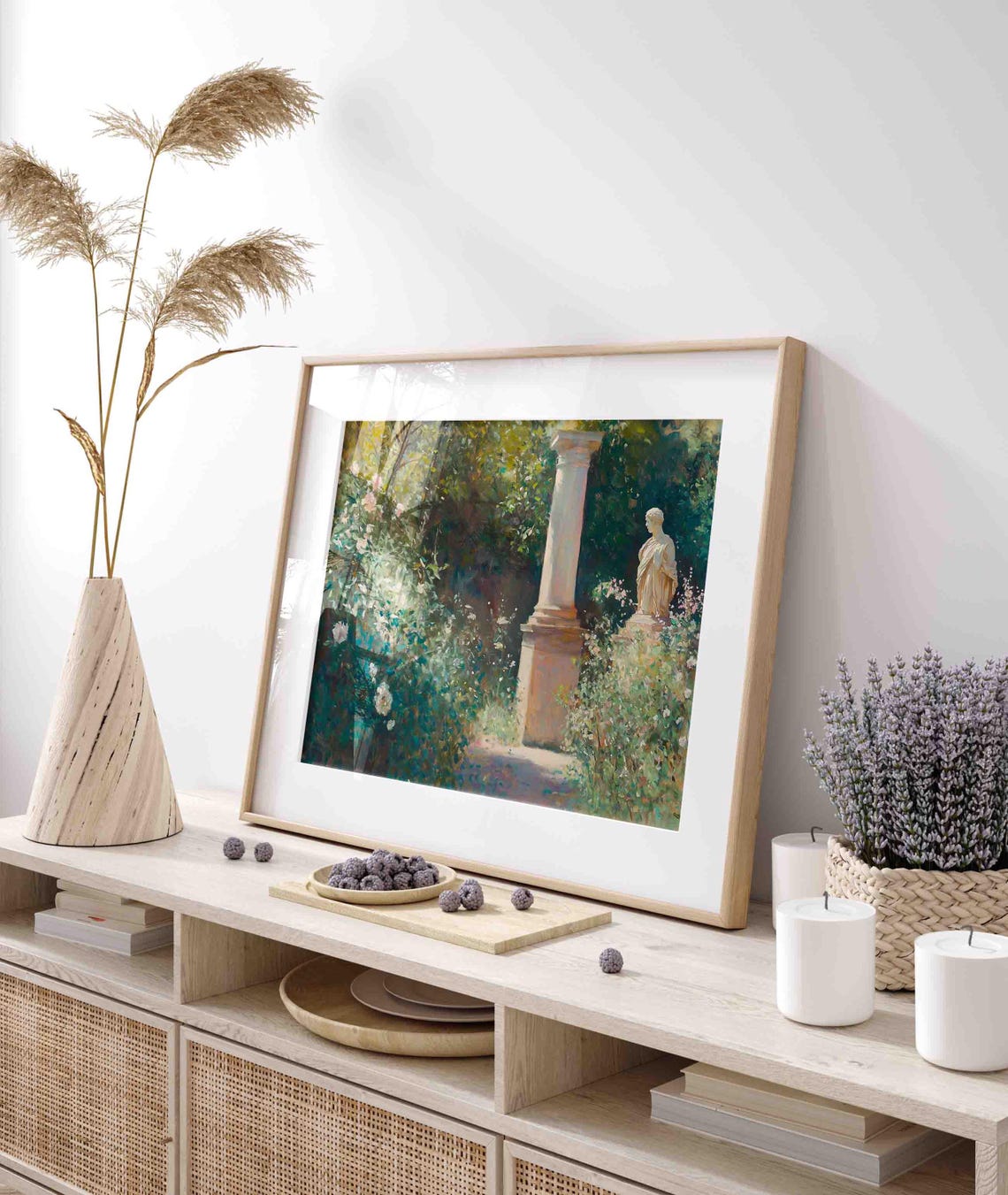 Rose Garden With Classical Column and Statue Impressionist Poster - Image 4