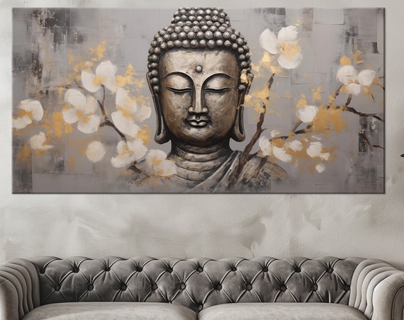Buddha Print Meditation Wall Art Buddhism Print Yoga Decor Religion Extra Large Wall Art Living Room Decor