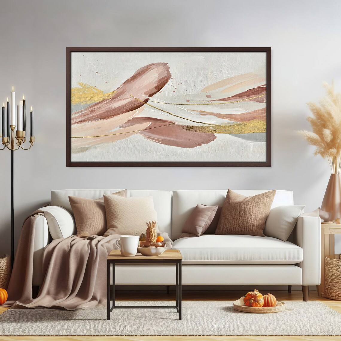 Frame Tv Art Abstract Brushstroke Textures Earth Tones Modern Minimalist Golden Acrylic Paint - Image 2