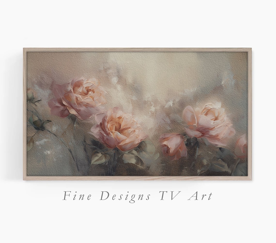 Soft Blush Pink Roses Romantic Muted Textured Flower Art Poster