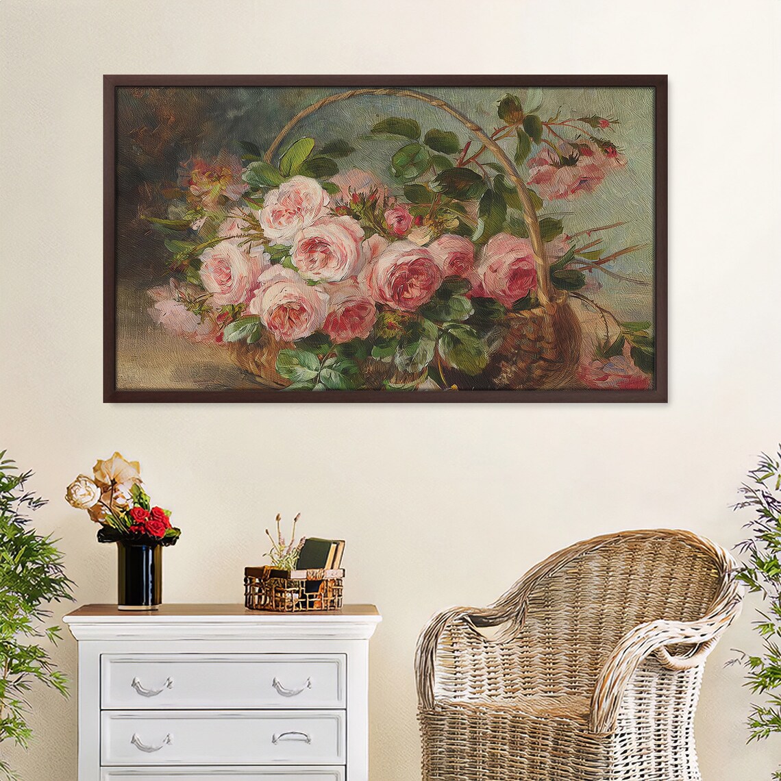 Roses In A Basket, Vintage Style Floral Art Print - Image 2