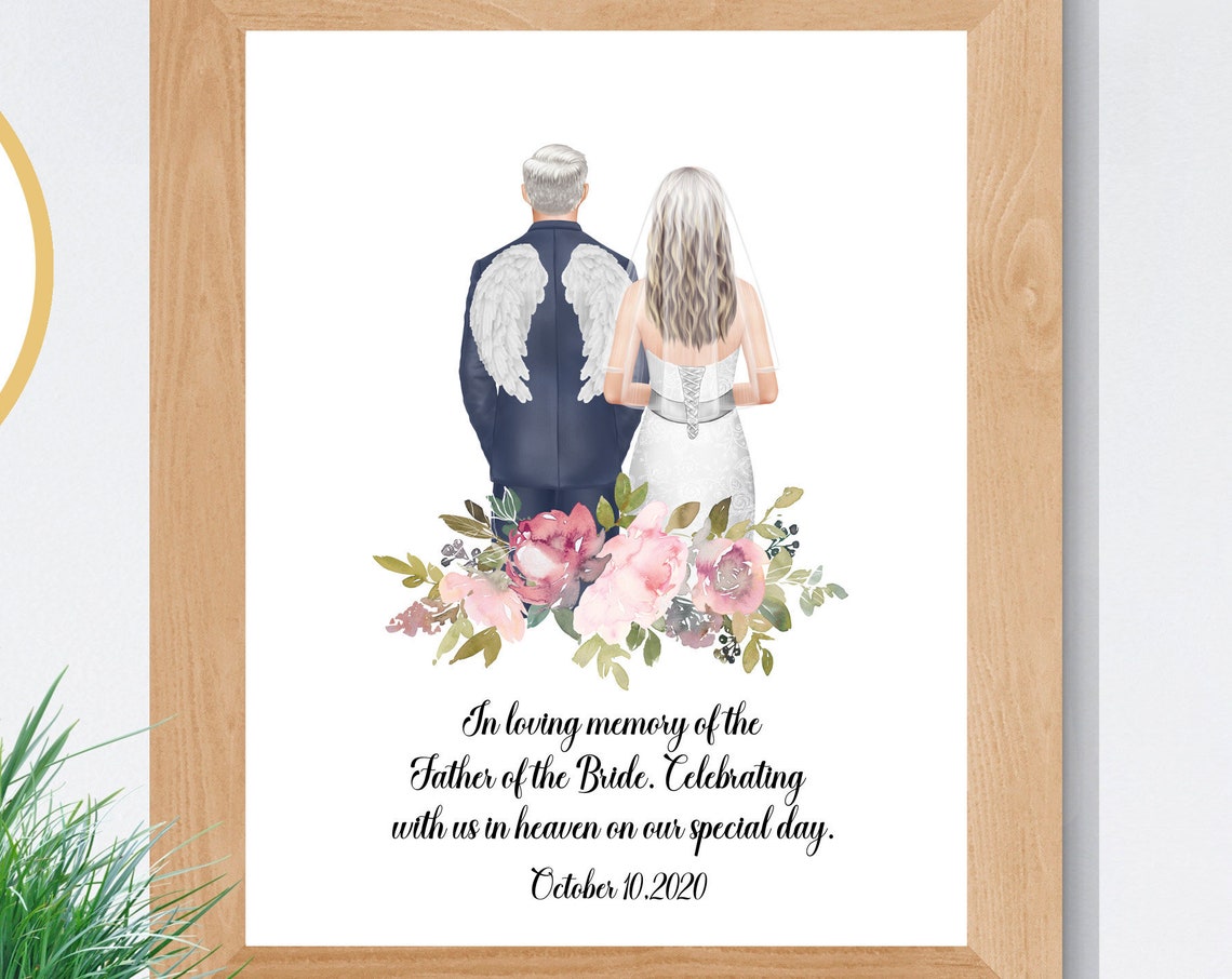 Personalized Father of the Bride Angel Wings Memorial Poster